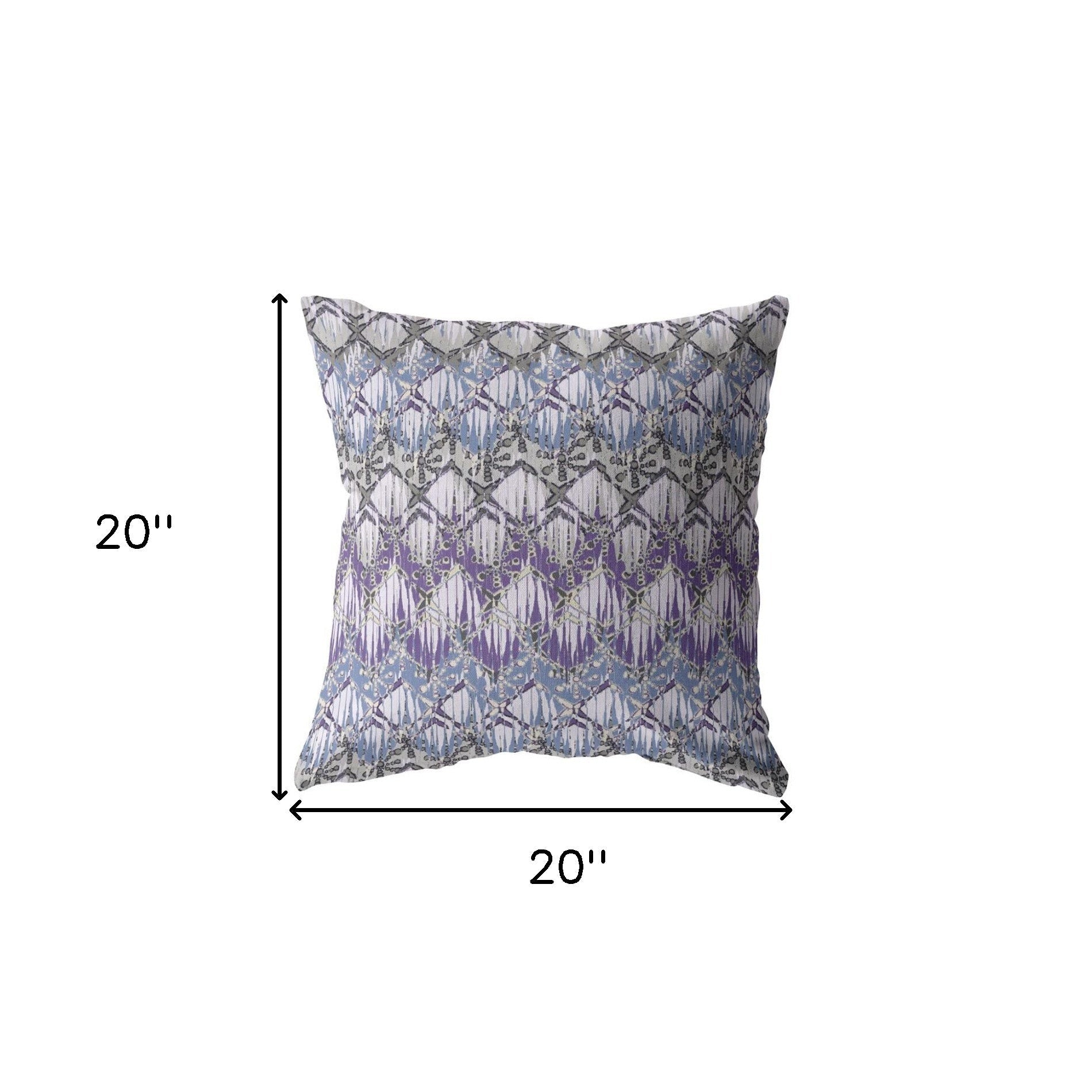 18” Purple Gray Hatch Indoor Outdoor Zippered Throw Pillow