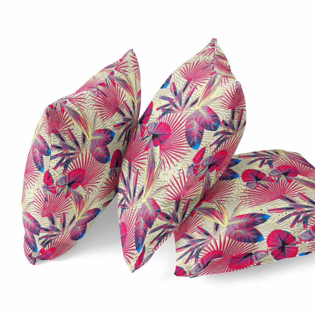 16?ǥ Pink Yellow Tropical Indoor Outdoor Throw Pillow