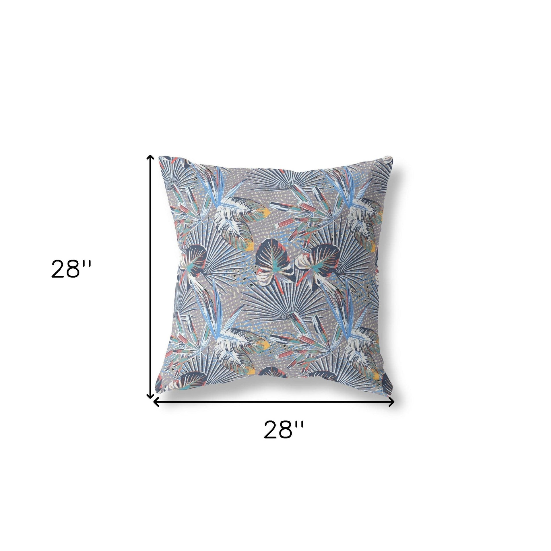 18” Indigo Gray Tropical Indoor Outdoor Throw Pillow