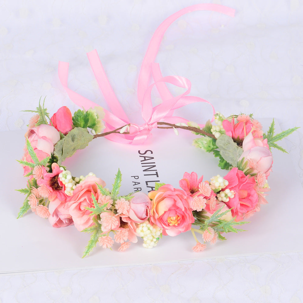 Bridal Fairy Flower Wreath Fabric Flower Starry Sky Headwear Children's Travel Photography Performance Hair Accessories Headrings
