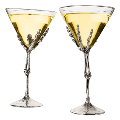 The Wine Savant Stemmed Skeleton Martini Glasses Set of 2 Skeleton Hand Glasses 9
