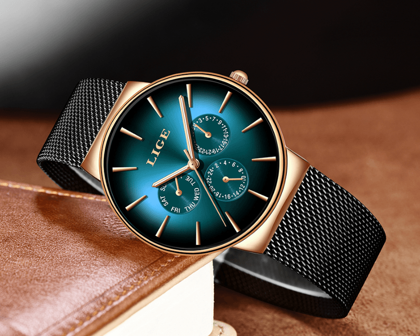 Men's Elegant Watch With Stainless Steel Straps And Chronometers For Day And Date Display Unique Design Perfect Gift For Man And Women