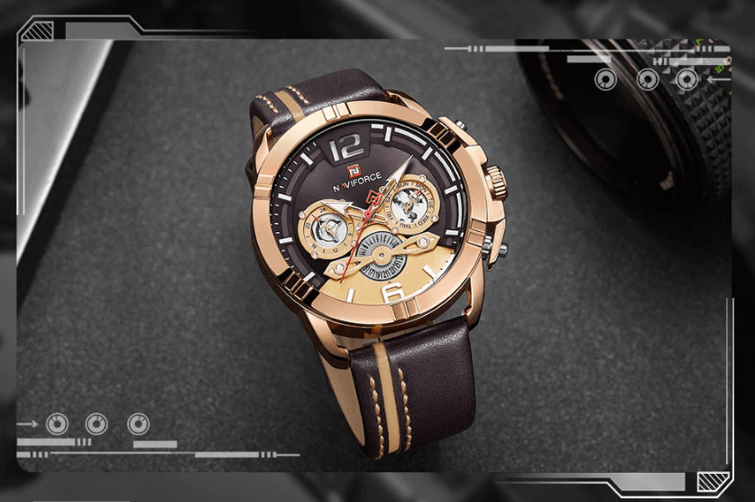 Waterproof Quartz Man Leather Sport Wrist Watch Luxury Unique Design Perfect Gift
