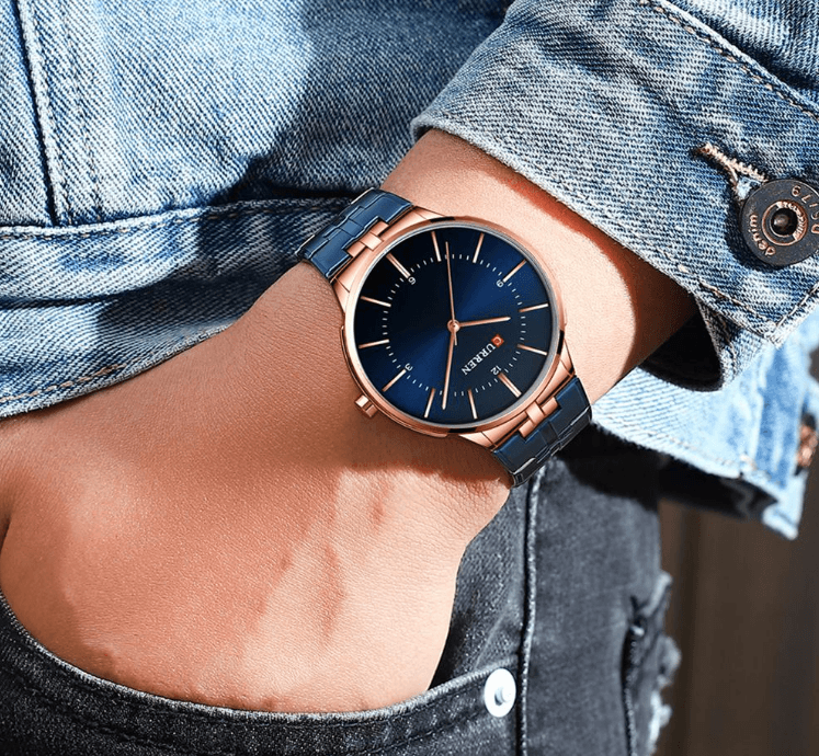 Men's Waterproof Watch With Shining Bracelet In Five Modern Designs Perfect Gift For Your Loved One