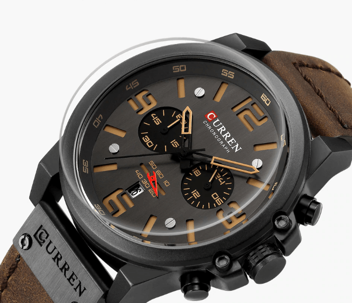 Retro Waterproof Watch With Chronometers Steel Case And Leather Belts Unique Design Excellent Look Perfect Gift For Your Man