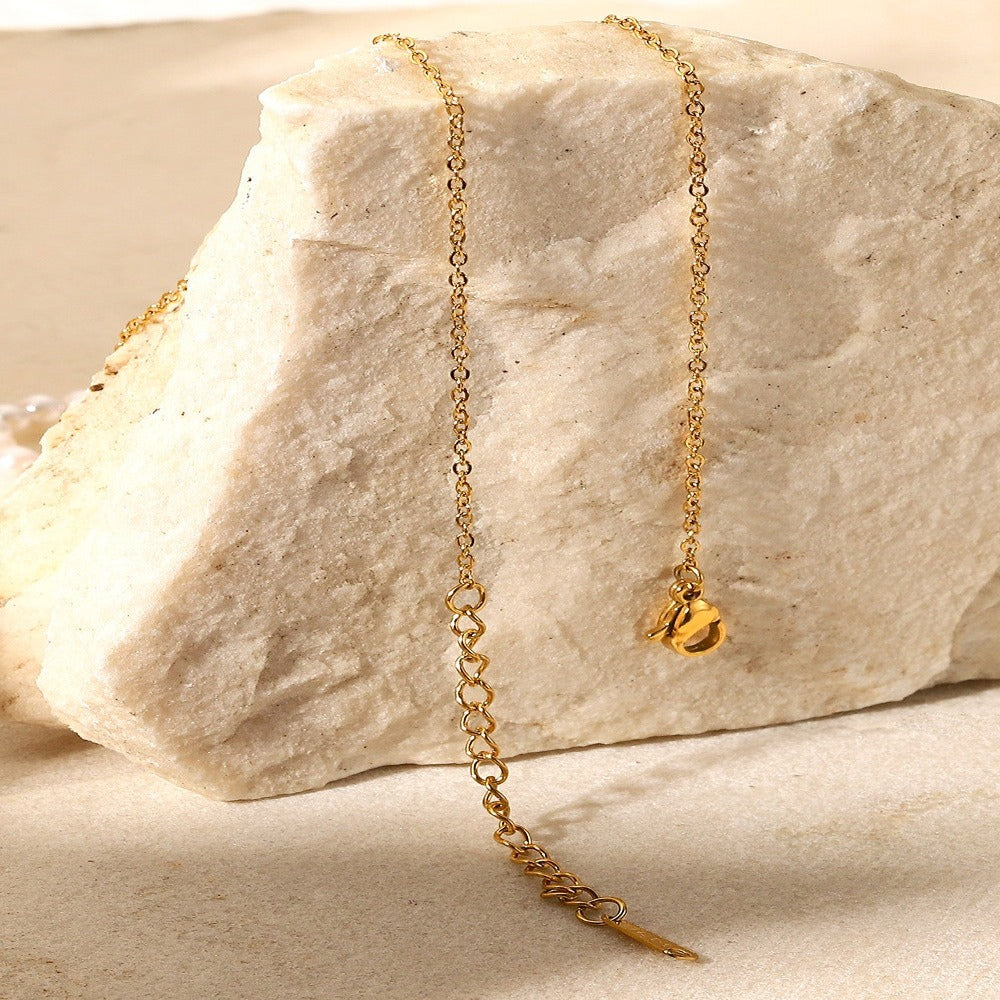 Gold & Pearl Hoop Link Pendant Necklace