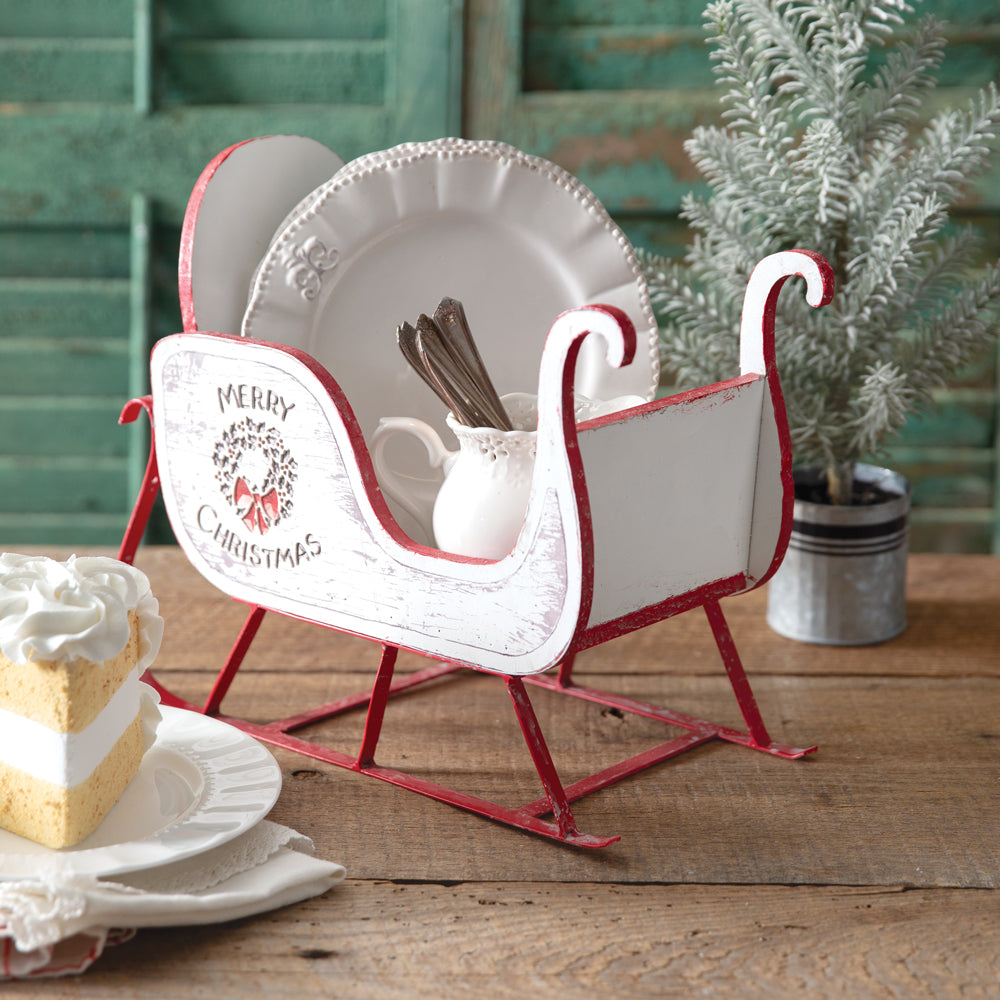 11''H Merry Christmas Tabletop Sleigh