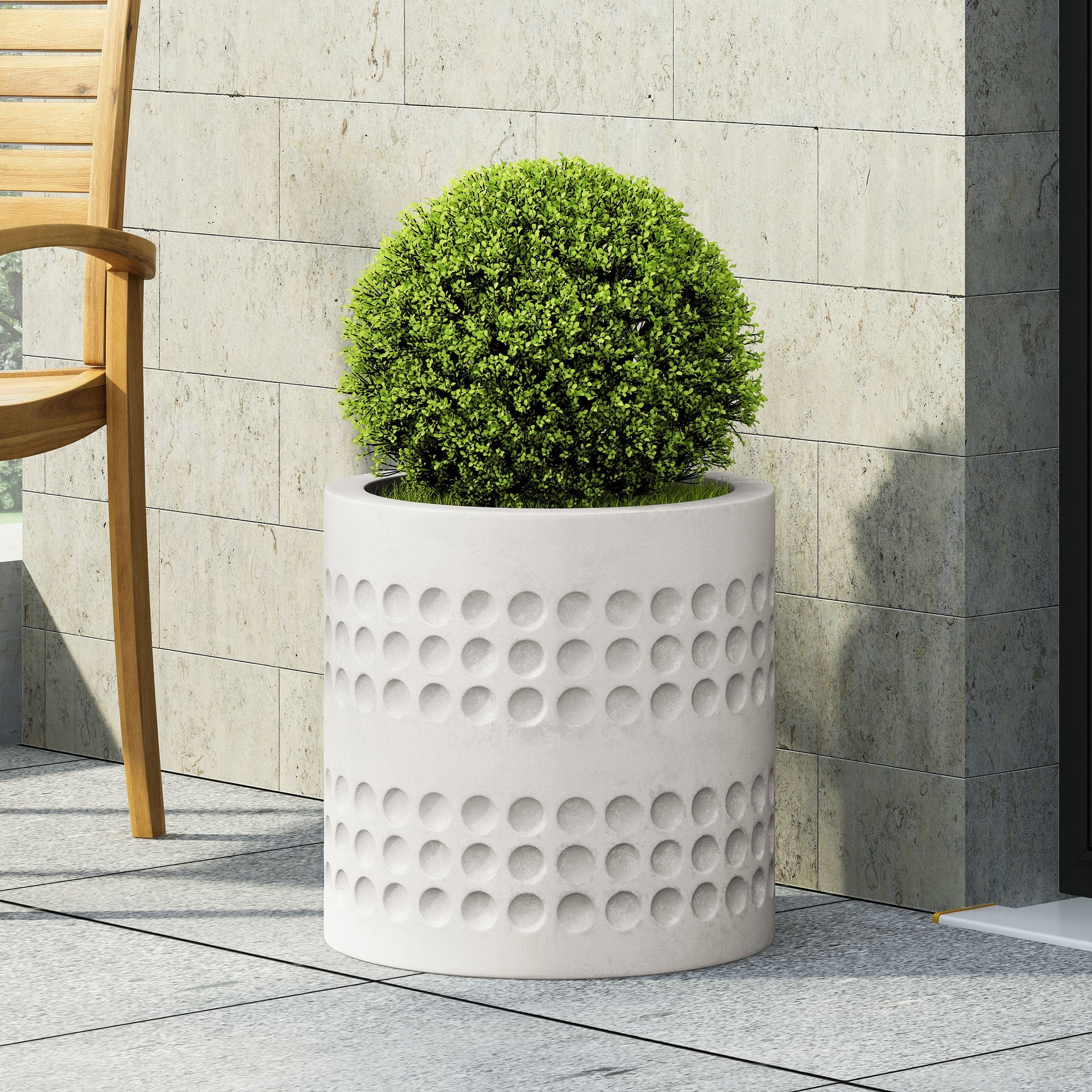 14.75-inch Cube Antique White MGO Planter