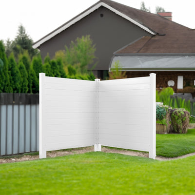 Privacy Fence Panels Kit Air Conditioner Trash Can Enclosure Vinyl white color