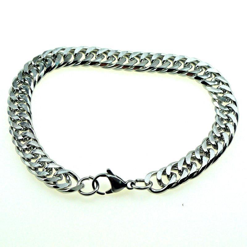 Luxury Miami Stainless Steel Chain Bracelets For Men Flat Curb Bracelet Hip Hop Rock Sports Jewelry Style
