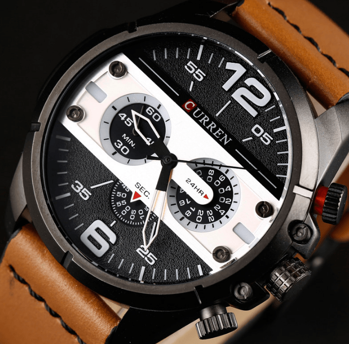 Men's Waterproof Retro Style Watch With Excellent Background, Chronometers Large Numbers Perfect Gift