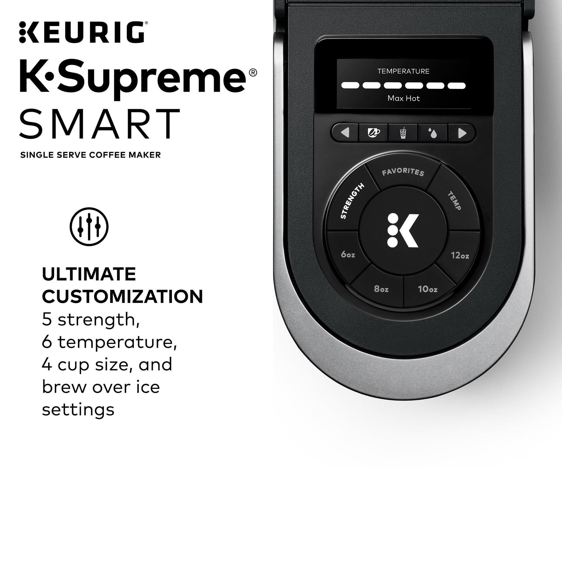 K-Supreme SMART Coffee Maker, Multistream Technology, Brews 6-12Oz Cup Sizes, Black