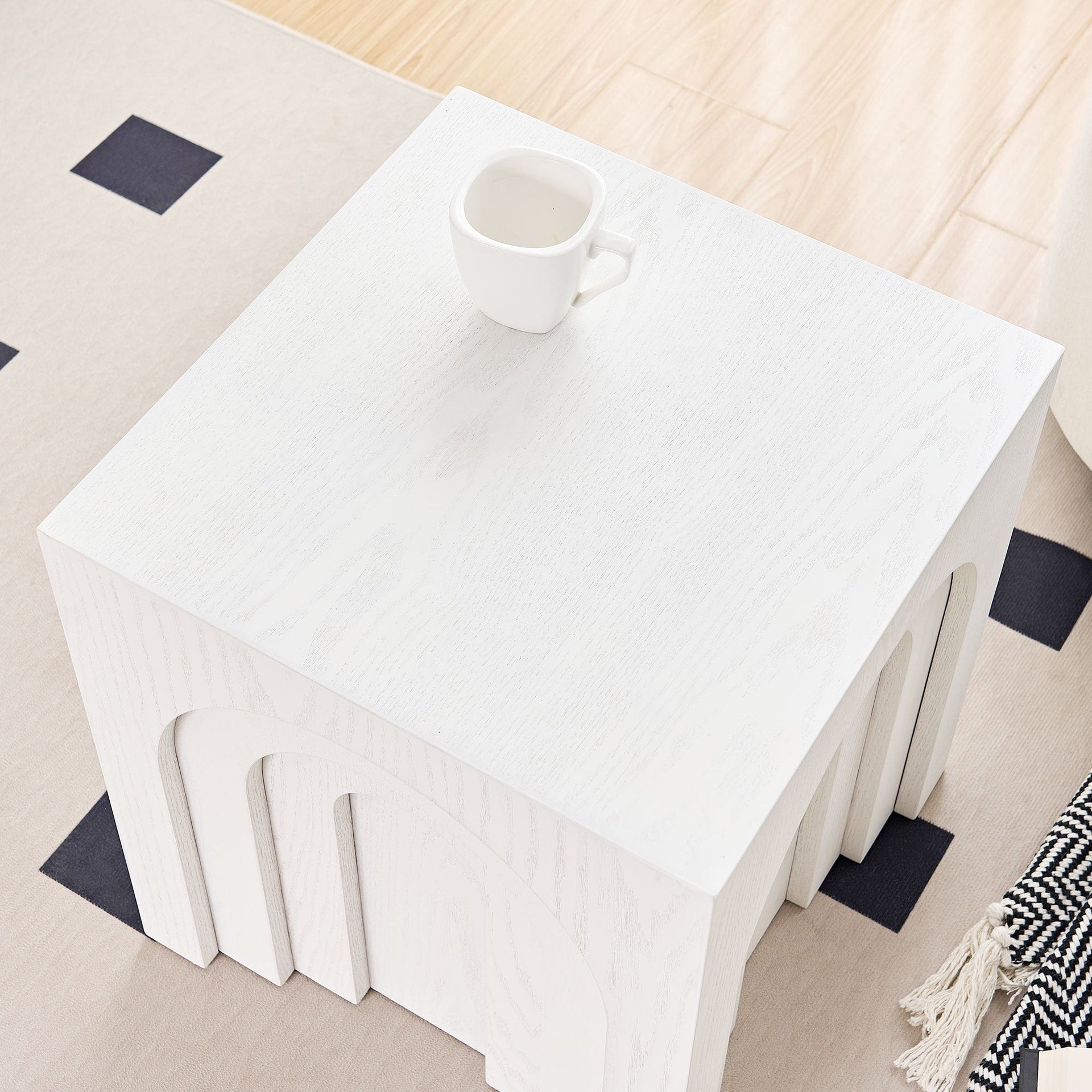 15.74'' Square Side Table Small Coffee Table Accent Table Bedside Table for Living Room Bedroom,WHITE