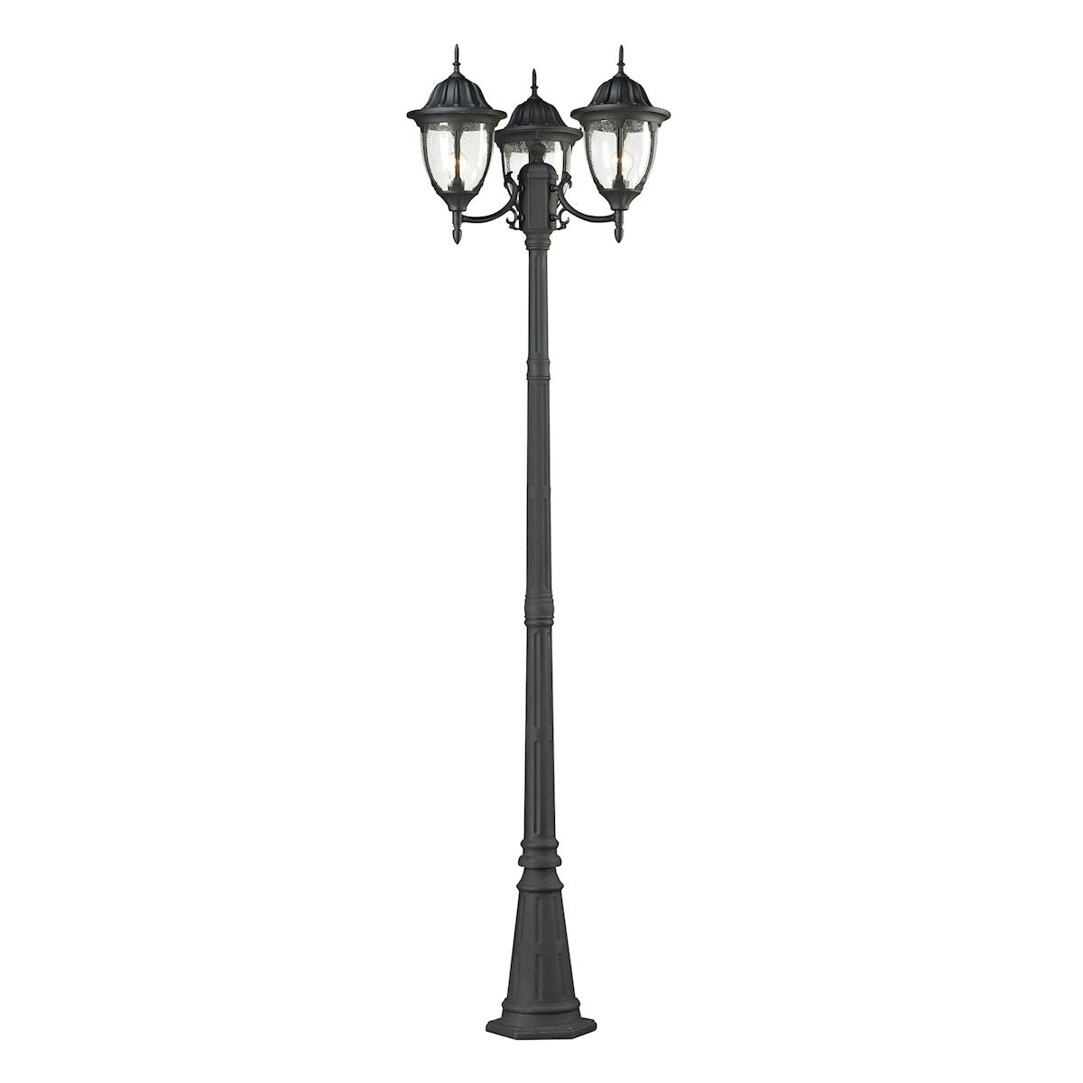 Central Square 3 Light 91 inch Textured Matte Black Outdoor Post Light