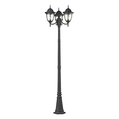 Central Square 3 Light 91 inch Textured Matte Black Outdoor Post Light