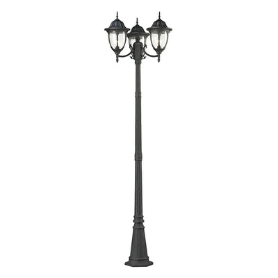Central Square 3 Light 91 inch Textured Matte Black Outdoor Post Light