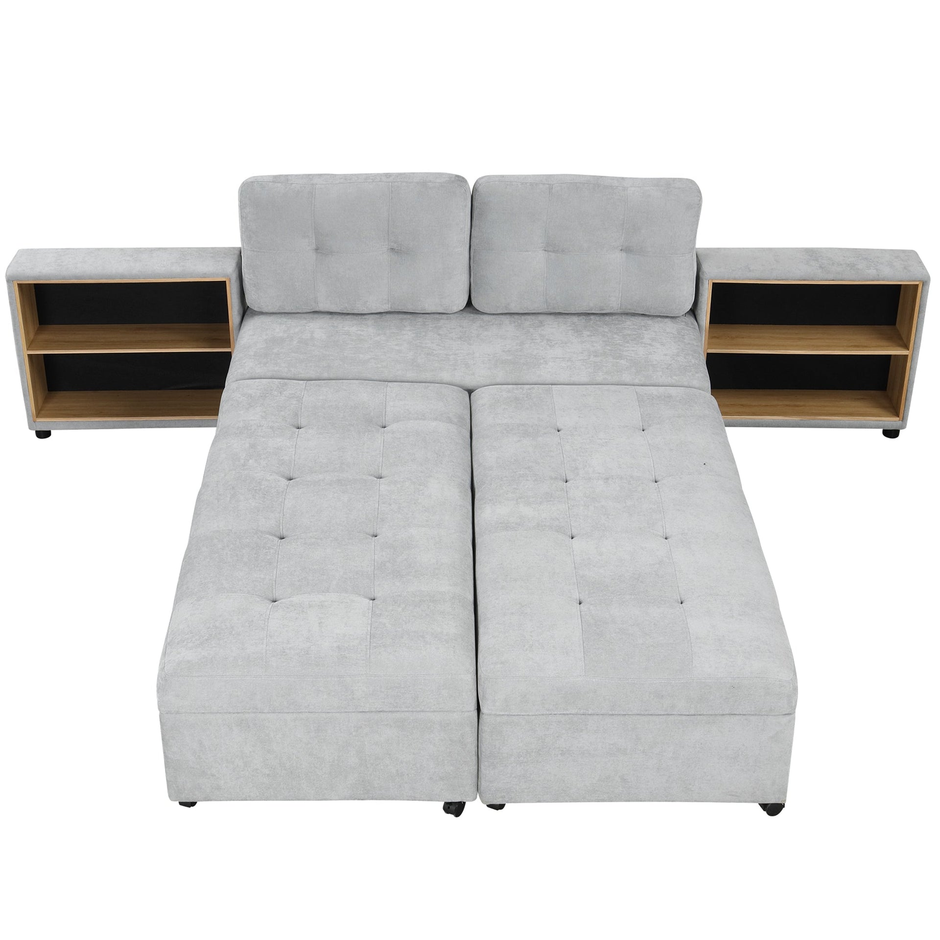 121.2' Versatile Sofa Bed Modular Sofa Free-combined Sofa with Two Storage Racks, Gray