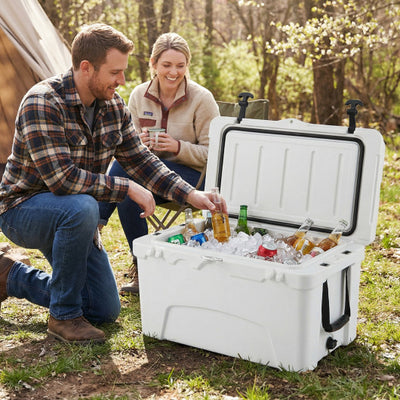 45 Quart Portable Hard Cooler Insulated Ice Chest Keeps Cool for up to 6 Days-White