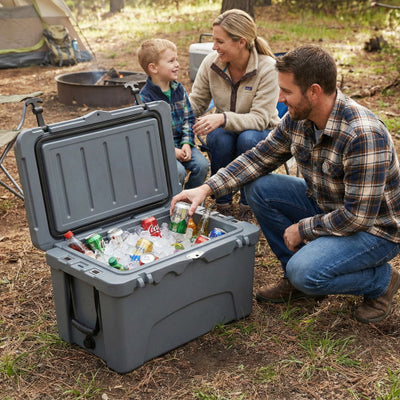 45 Quart Portable Hard Cooler Insulated Ice Chest Keeps Cool for up to 6 Days-Gray