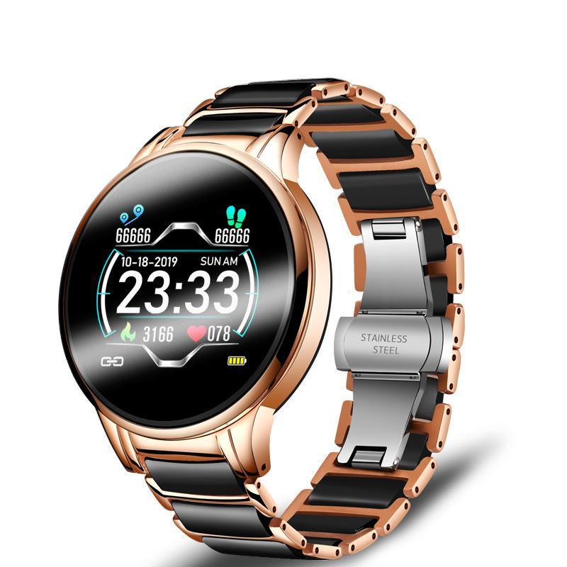 New Ceramic Smart Sport Fitness Watch For Women With Heart Rate Blood Pressure Monitor For Android and IOS Sistems Sport Multifunctional Steel Belt Smartwatch