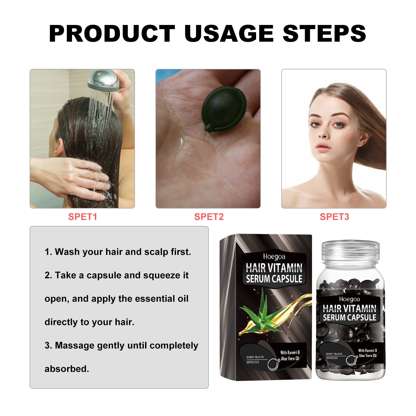 Hair Essential Oil Treatment Black Capsule, Repair Dry Hair Frizz, Strong, Strong, Solid And Smooth Hair Care