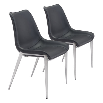 Magnus Dining Chair (Set of 2) Black & Silver by Zuo Modern