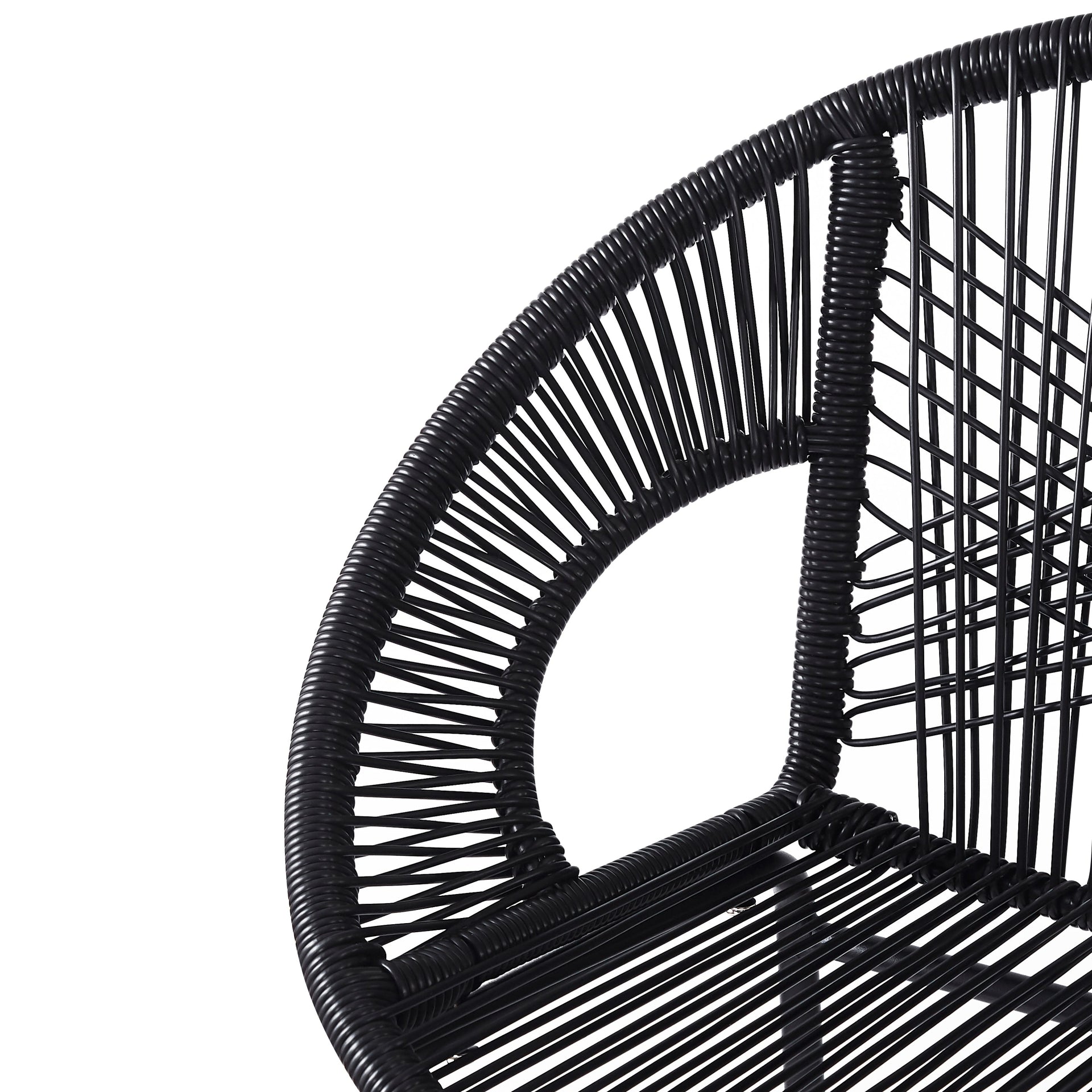 Ferrara Outdoor Patio Barstool Set of 2, Black Faux Wicker PE Rattan with Iron Frame
