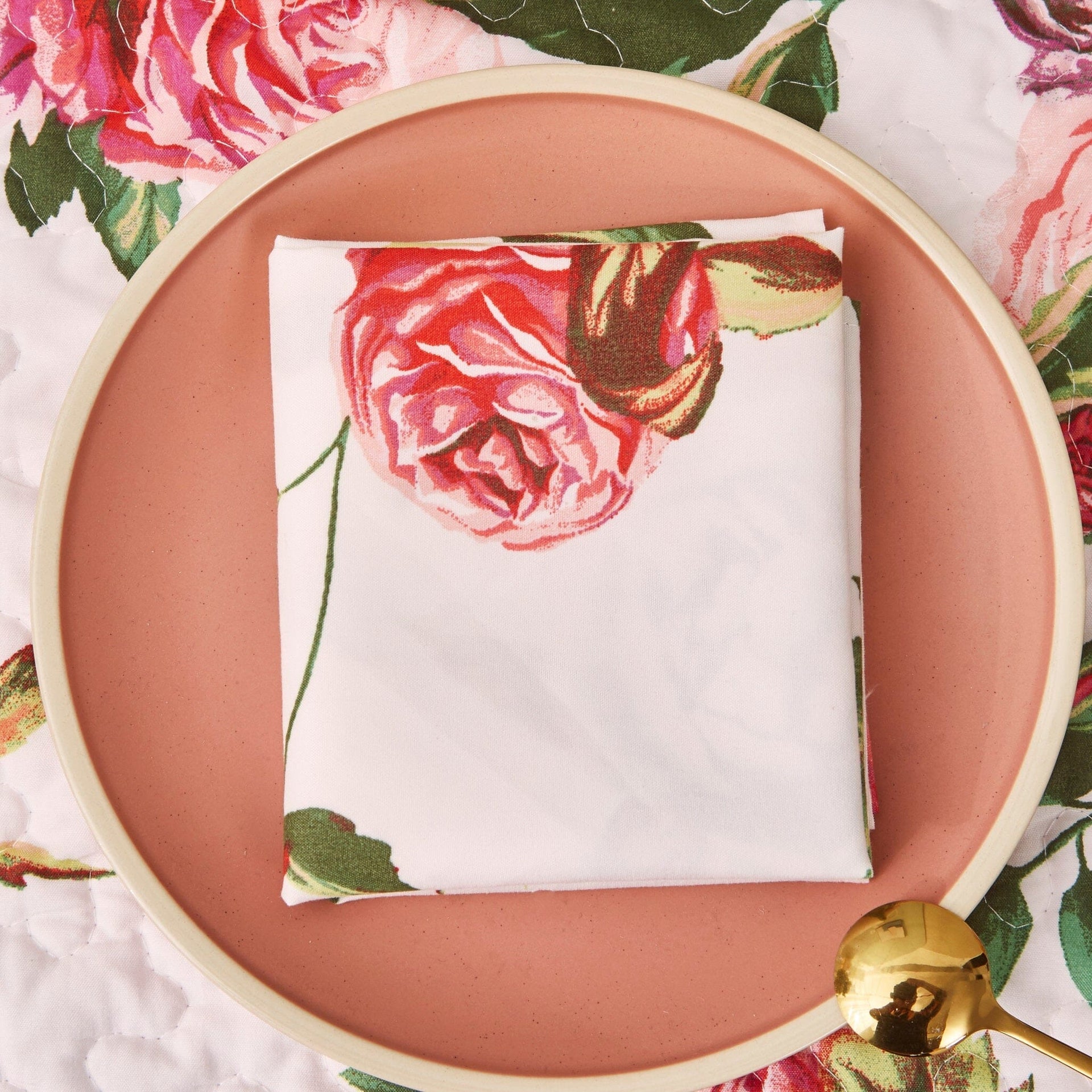 DaDa Bedding Set of 4-Pieces Romantic Roses Pink Floral Dining Table Napkins 18