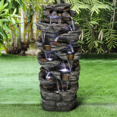 Resin Jagged Shale Outdoor Waterfall Fountain 13 Streams