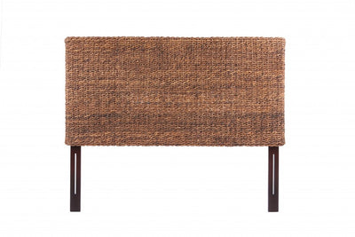 Brown Natural and Rustic Woven Banana Leaf Straight King Size Headboard