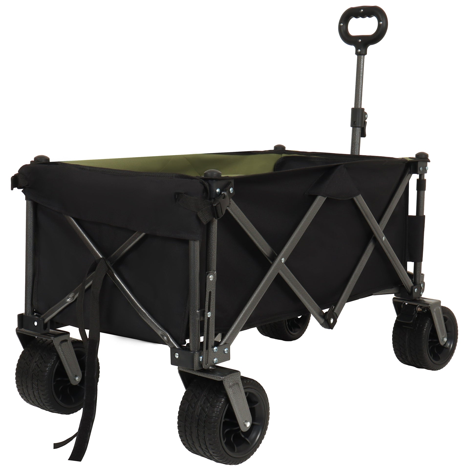 Collapsible Folding Wagon 300L,49' Extra Long Collapsible Wagon with Tailgate, All-Terrain 7'x 4' Big Wheels,Beach Wagon Cart Heavy Duty 400LBS Foldable Foldable Beach Wagon for Garden Sports Camping
