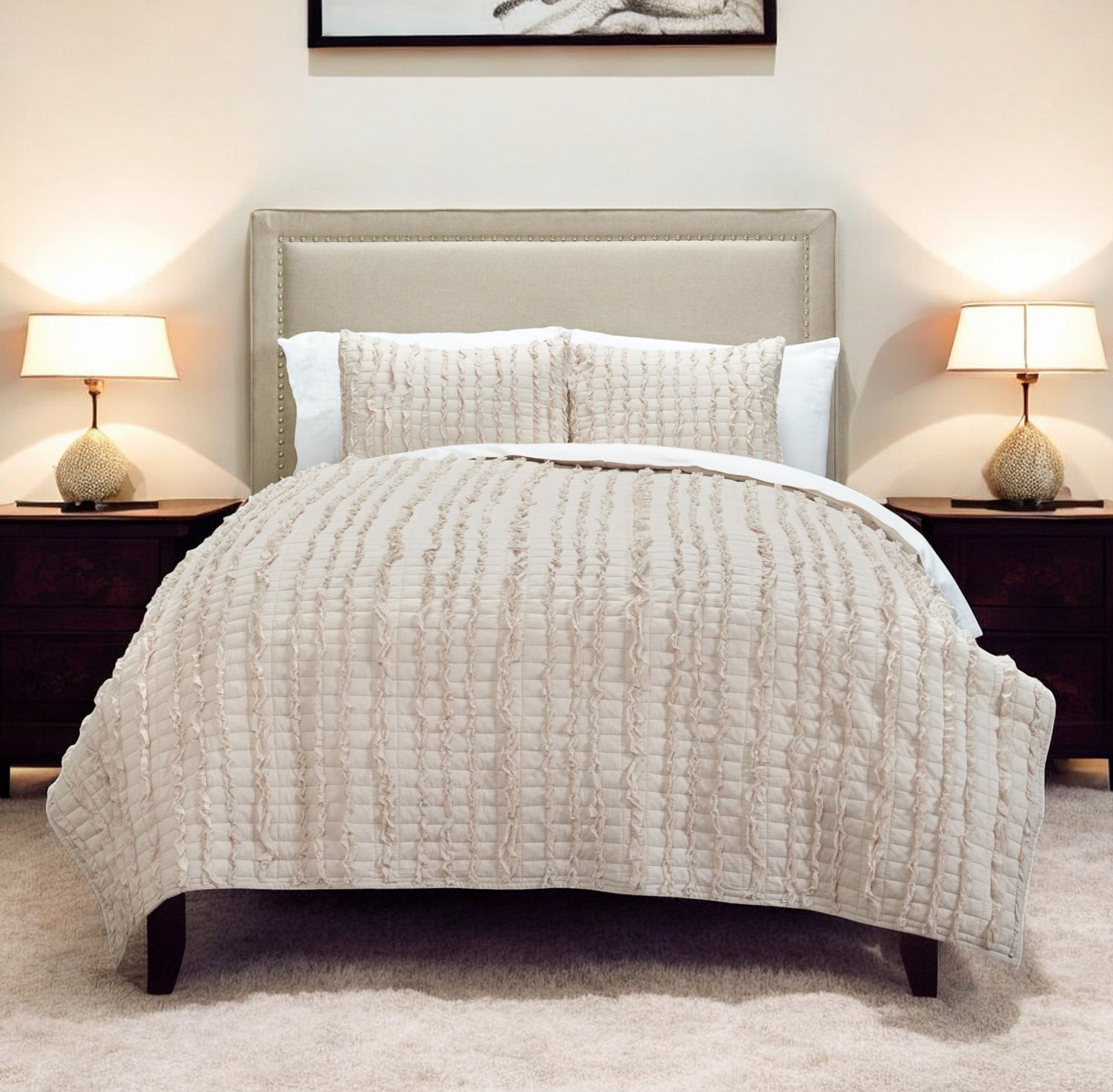Blush Striped King Quilt
