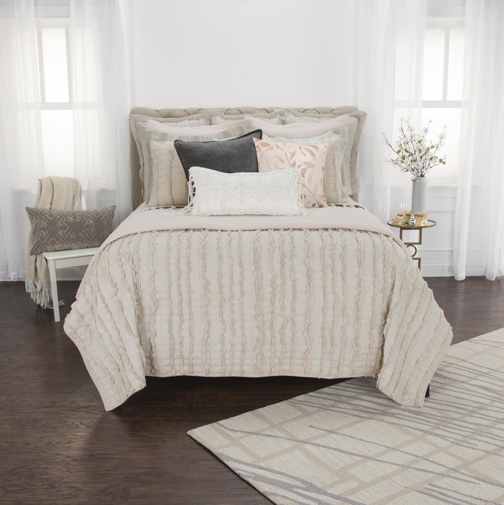 Blush Striped King Quilt