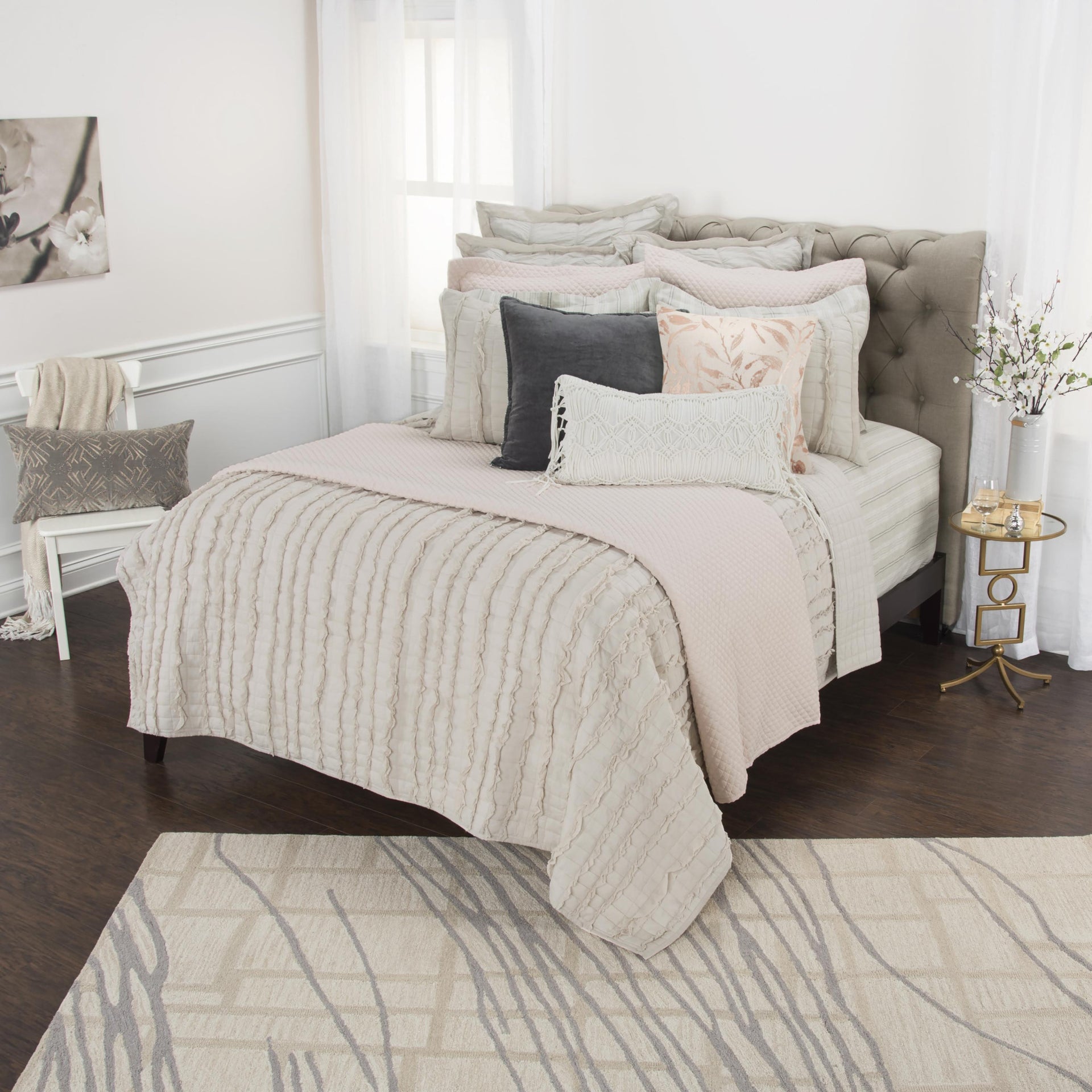 Blush Striped King Quilt
