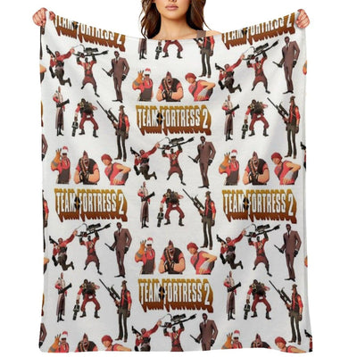 Team Fortress 2 - All Characters Classes with TF2 Logo Throw Blanket