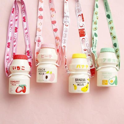 480ml Plastic Water Bottle Tour Drinking Bottle Shape Cute Lovely Milk Carton Shaker Bottle for Kids / Girl /Adult Glass Fruit Water Bottle Without 480ml BPA Pretty Water Bottles of Strawberry Milk Heat Resistant Water Bottles
