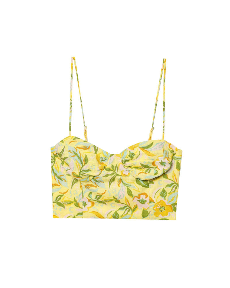 Style Strapless Top with Printed Skirt Set
