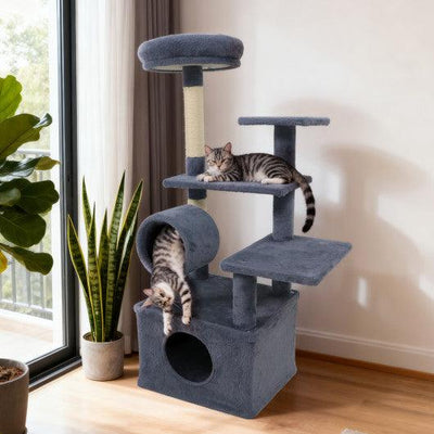 48 Inches Tall Cat Tree Multi-Level Kitten Tower with Large Condo Padded Top Perch-Grey