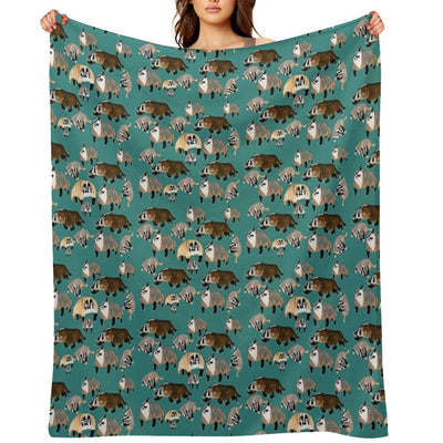 American Badger Running Travel-friendly Throw Blanket