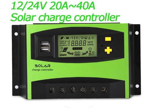 12V 24V 60A 50A 40A 30A Solar Controller with LCD Function Dual USB 5VDC Output Solar Panel Battery Charge Regulator