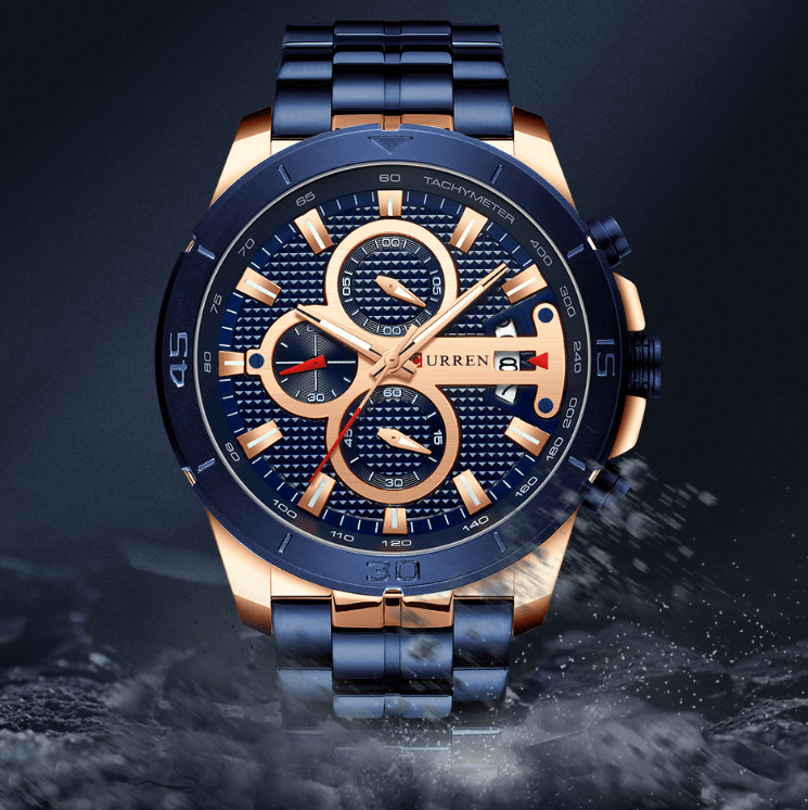 Men's Waterproof Watch With Chronometers Day View And Fluorescent Hands Unique Luxury Design Perfect Gift