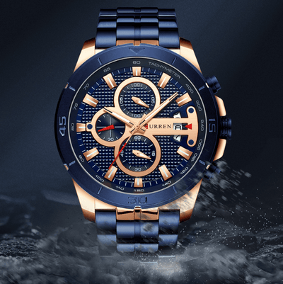 Men's Waterproof Watch With Chronometers Day View And Fluorescent Hands Unique Luxury Design Perfect Gift