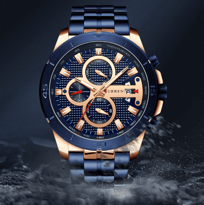 Men's Waterproof Watch With Chronometers Day View And Fluorescent Hands Unique Luxury Design Perfect Gift