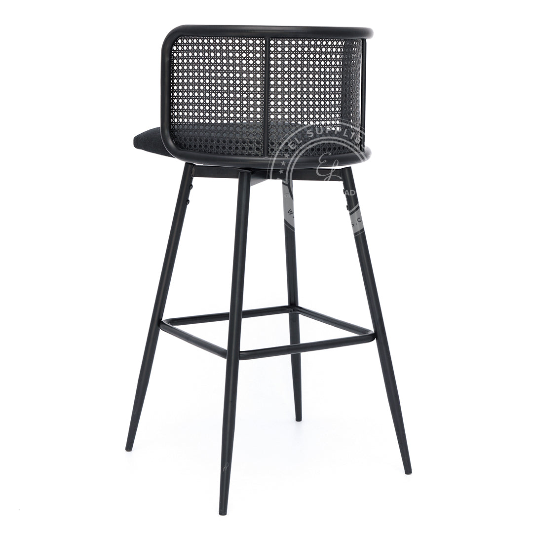 IMLIL Black Rattan Swivel Barstool