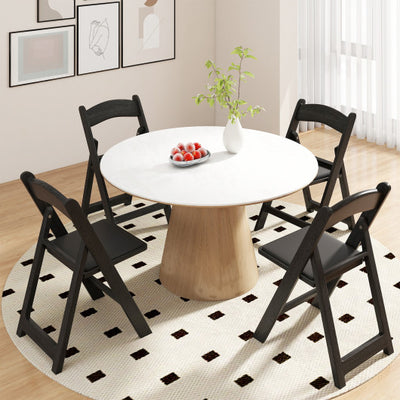 4 Pack Resin Folding Chairs with Padded Seat-Black