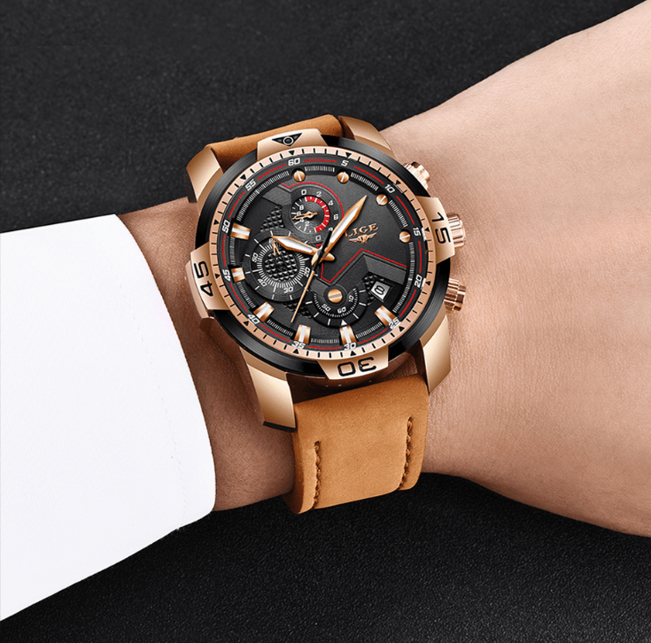 Men's Elegant Waterproof Watch With Leather Straps Business Style Watches Unique Design Perfect Gift For Your Man