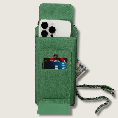 Leather Green Crossbody Bag Phone Wallet - Columbus