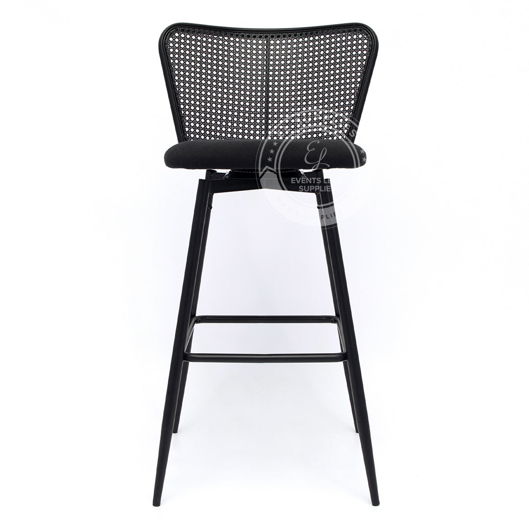 MEKNES Black Rattan Swivel Barstool