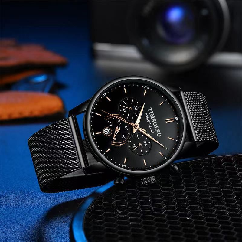 New Fashion Luminous Mens Watches Luxury Sport Quartz Mesh Strap Elegant Waterproof Wristwatch For Men