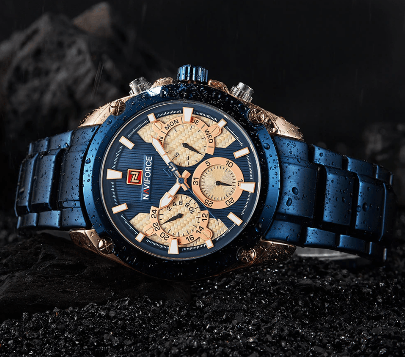 Men's Waterproof Stainless Steel Watch With Chronometers Business Style Wristwatch Unique Design Perfect Gift